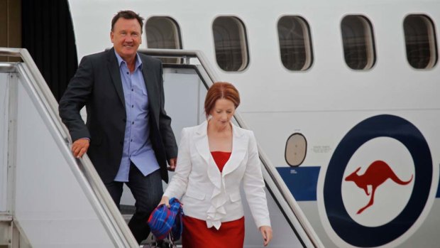 Julia Gillard and partner Tim Mathieson arrive in Canberra this afternoon ahead of tomorrow's leadership ballot.