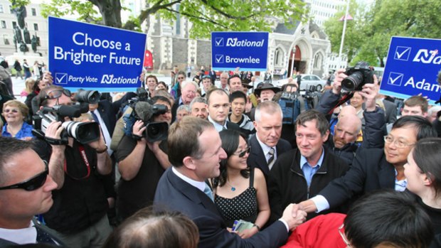 John Key meets supporters.