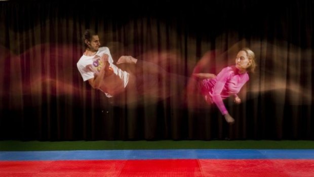 Safwan Khalil and taekwondo world champion Carmen Marton train at the AIS.