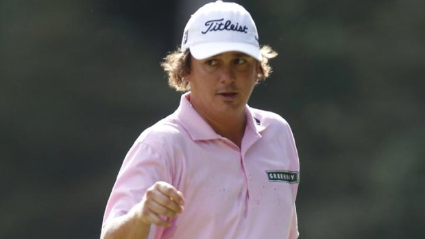 Jason Dufner reacts after his birdie on the 12th hole in the final round of the US PGA.