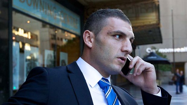 New role: Robbie Farah outside court on Friday. The Wests Tigers captain is an old friend of confessed drug ringleader Joseph Harb.
