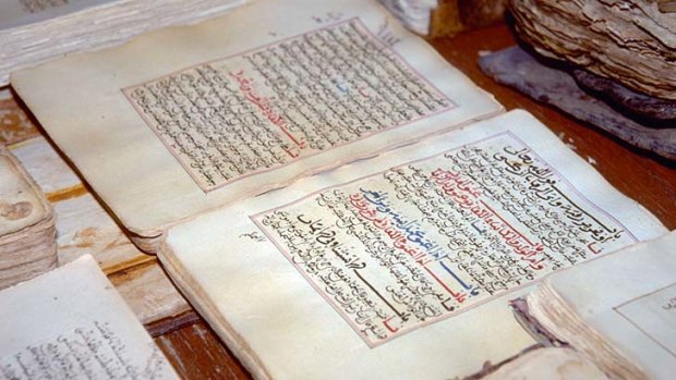 Ancient manuscripts on display in Timbuktu.