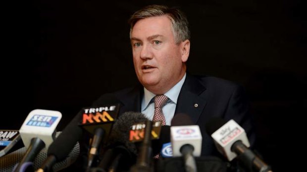 Facing the music: Eddie McGuire's press conference on Wednesday did little to diffuse the furore surrounding his King Kong remarks.