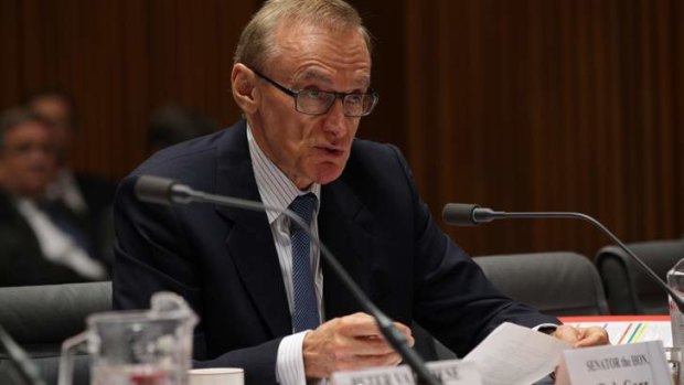 Foreign Affairs Minister Senator Bob Carr at a Senate estimates hearing discussing the Australian man who died in an Israel prison in 2010.