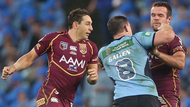 Bones of contention: Paul Gallen’s assault on Nate Myles in Origin I.