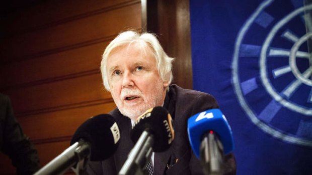 Finnish Foreign Minister Erkki Tuomioja holds a press conference in Helsinki, Finland on the news that Finnish Ministry for Foreign Affairs' network has been spied on by foreign states.