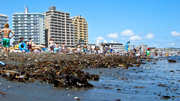 Japan's Enoshima beach reeks with pollution making it impossible to feel refreshed on hot days.