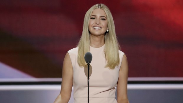 Ivanka Trump chose a neat, round-necked dress when supporting her father at the Republican National Convention.