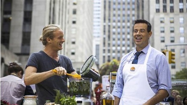Foodies together: Guy Turland, left, and Carson Daly   cook it up on the Today Show.