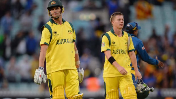 Another defeat: Clint McKay and Xavier Doherty walk off after Australia lost to Sri Lanka.