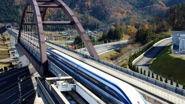 Lagging transport... Australia is the only continent in the world without a high-speed train. Above, a magnetically levitated train in Japan.