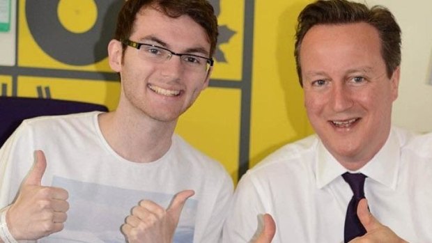 Thumbs up: Stephen Sutton with British PM David Cameron.