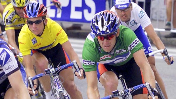 Tyler Hamilton (left, yellow jersey) is the latest of Lance Armstrong's (right) former teammates to accuse him of  being a drug cheat.