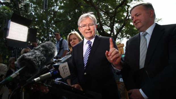 Prime Minister Kevin Rudd with Deputy Prime Minister Anthony in Sydney yesterday. Mr Albanese is being questioned over pictures of him having a drink with former Labor MP Craig Thomson.