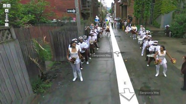 A screen grab from the Google Street View images taken along Sampsonia Way in Pittsburgh, USA.