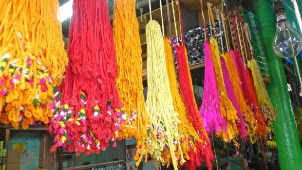 Colourful hair ornaments for sale.
