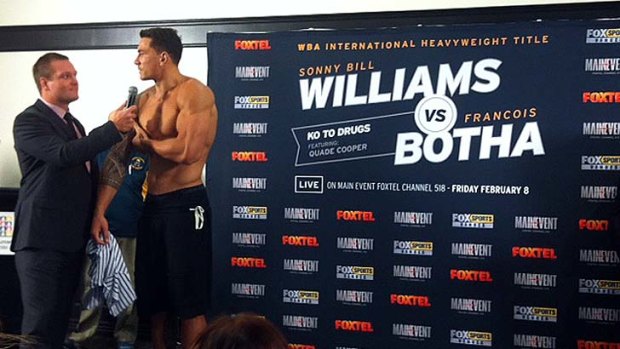 Sonny Bill Williams shows off his impressive physique ahead of his fight with Frans Botha.