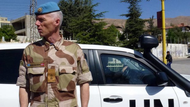 The head of the UN observer team in Syria, Major General Robert Mood of Norway, in Zabadani, north-west Damascus. An Amnesty International report says the UN is now "redundant as a guardian of global peace".