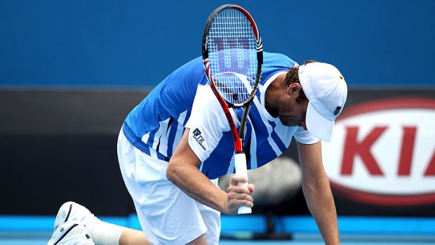 American Mardy Fish is out of the Australian Open, falling to Colombia's Alejandro Falla in the upset of the day.