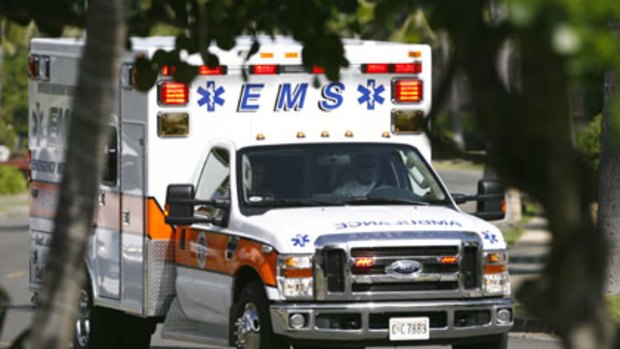 An ambulance heads for US President Barack Obama's holiday home in Hawaii.