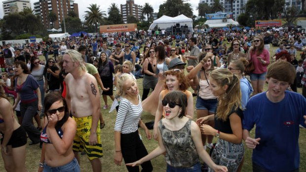 Crowds enjoy the Festival Sunday during this year's St Kilda Festival.