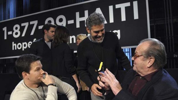 Mark Wahlberg, George Clooney and Jack Nicholson take part in the Hope for Haiti Now telethon.