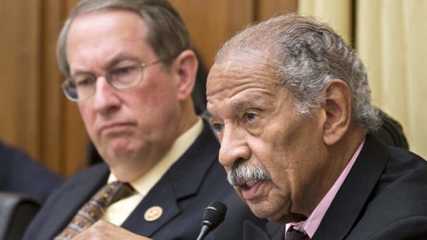 Represenative John Conyers, right, and House Judiciary Committee Chairman Bob Goodlatte, of Virgina , left, question witnesses from the National Security Agency, FBI, and Justice Department.