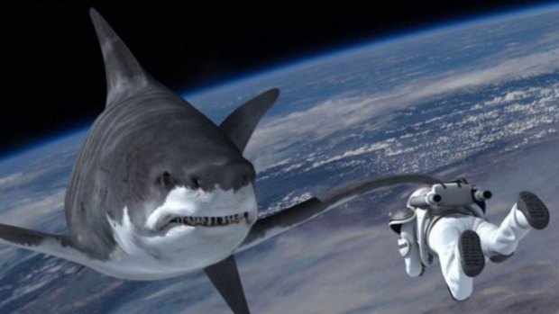 Sharks attack in space on Sharknado 5: Global Swarming.