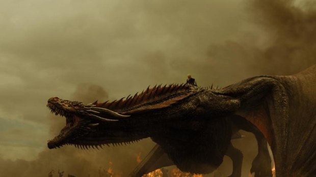 I can see my house from up here: Daenerys atop Drogon.