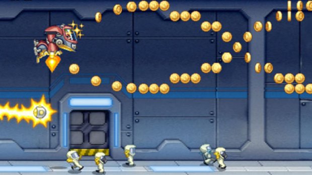 Players try to stay alive as long as possible in Jetpack Joyride.