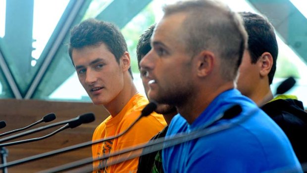 Nearly there: Australia's No. 1 Bernard Tomic mixing in with some major contenders.