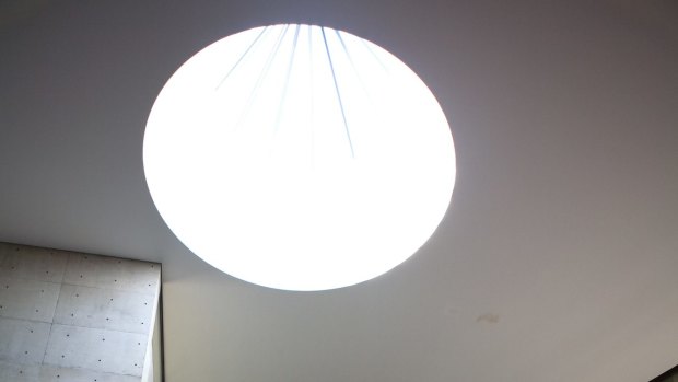 Lighting the way: Art piece inside Benesse House art museum. 