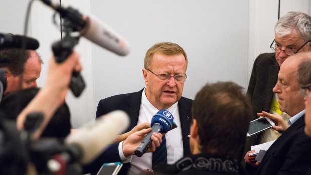 International Olympic Committee (IOC) Vice President John Coates speaks during a press conference after the executive board meeting of the IOC in Lausanne, Switzerland.