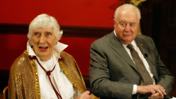 Margaret Whitlam and Gough take part in a Shakespeare reading in 2003.