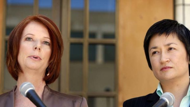 Bucking the international trend ... Julia Gillard and Penny Wong.