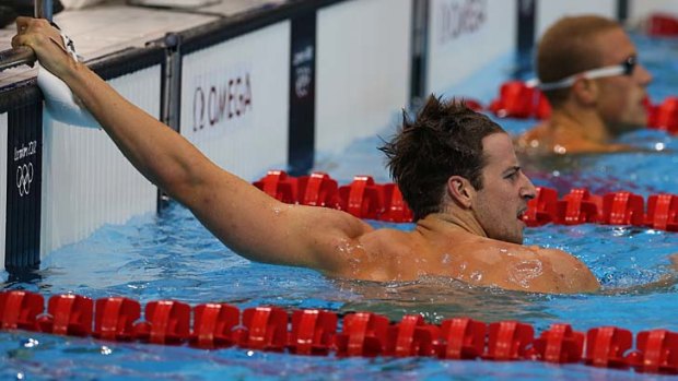 Poor performance ... James Magnussen looks on after the first leg of the relay final.