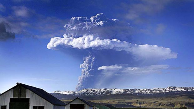 A cloud of smoke and ash rises over the Grimsvoetn volcano in Iceland.