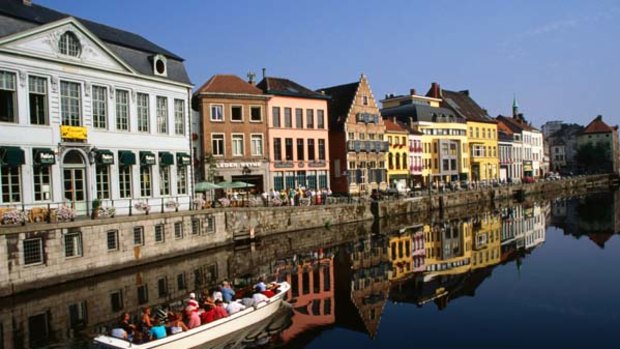 Many layers of attraction along Ghent's Leie River.