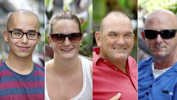 Left to right: Troy Hyun of Brisbane, Nicole Flury of Lucerne, Switzerland, Stephen Graham of Redcliffe, and Greg Thompson of Lismore talk to brisbanetimes.com.au about their road rage experiences.