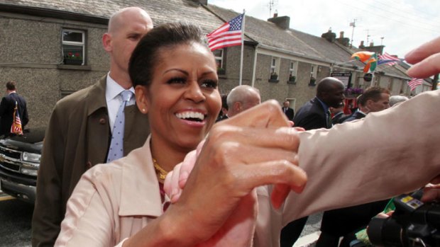 The common touch ... the First Lady in Dublin.