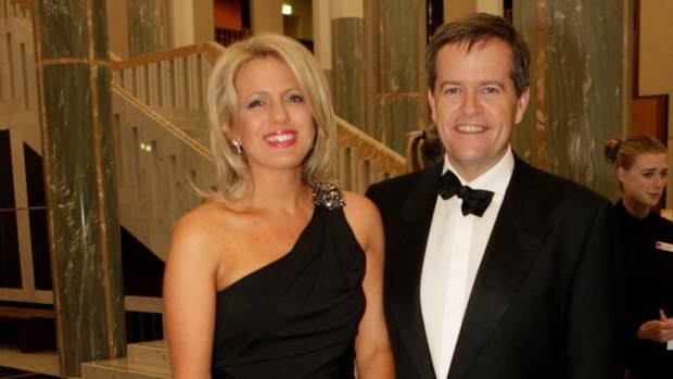 Support for Gillard: Bill Shorten with his wife Chloe Bryce.