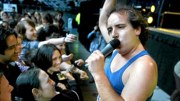 Har Mar Superstar gets friendly with the Melbourne crowd.