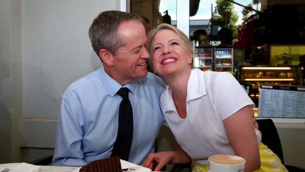 Opposition Leader Bill Shorten with wife Chloe.