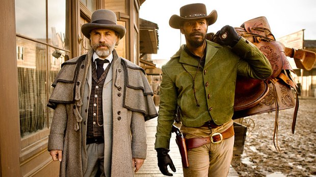 Christoph Waltz, as Dr. King Schultz, and Jamie Foxx, as Django, in a scene from <i>Django Unchained</i>.