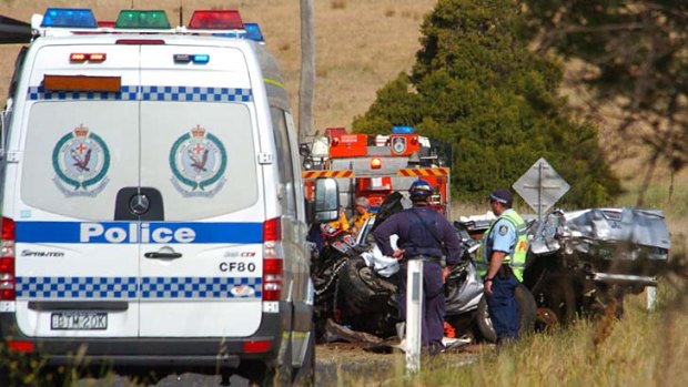 Tragedy ... the scene of the accident near Bathurst.