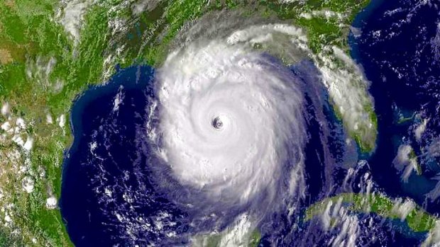 Hurricane Katrina hitting the US coast in August 2005.