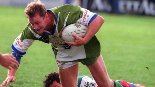Passion for the game: Michael Maguire plays for the Raiders in 1998.