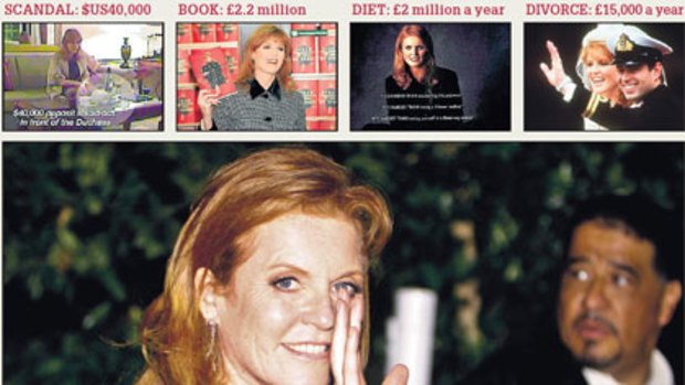 Fending for herself . . . Sarah Ferguson leaves a charity function in Hollywood on Sunday night.