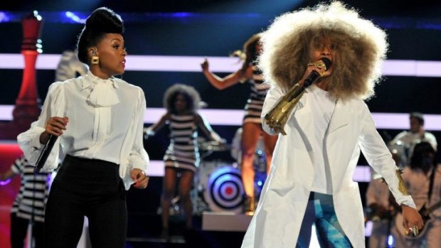 Erykah Badu performing to a more appreciative crowd with singer Janelle Monae at the 2013 BET Awards.