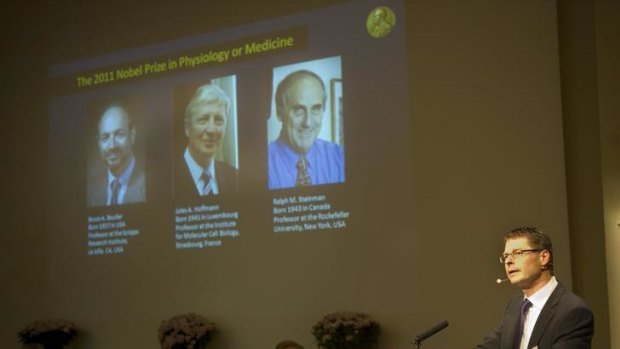 Professor Hans-Gustaf Ljunggren of Karolinska Institute announces the 2011 Nobel Physiology or Medicine laureates.